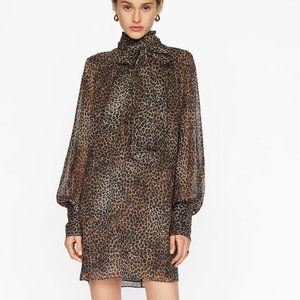 FRAME Tie Neck Dress in Leo Multi